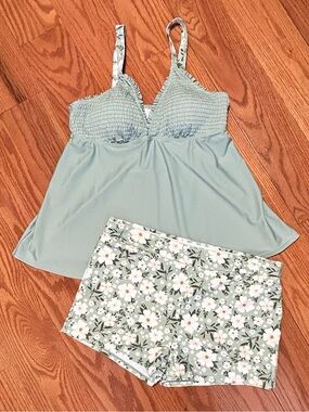 Floral Sage Two-Piece Bathing Suit Size XL